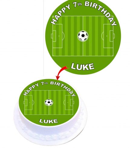 Soccer Field Personalised Round Edible Cake Topper Decoration Images