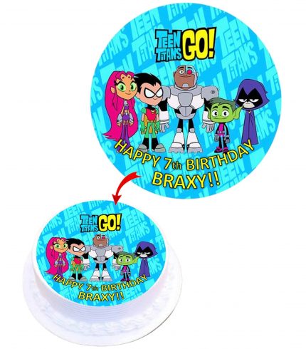 Teen Titan Go Personalised Round Edible Cake Topper Decoration Images