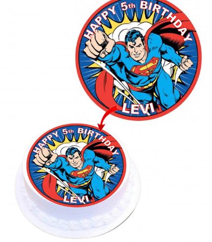 Superman Personalised Round Edible Cake Topper Decoration Images