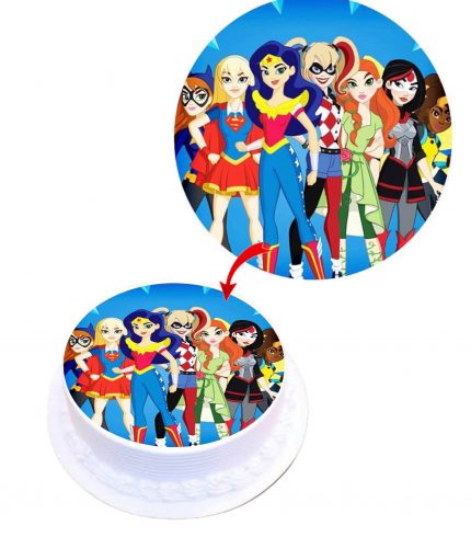 Super DC Girls Edible Cake Topper Round Images Cake Decoration