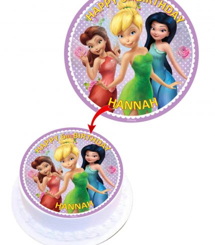 Disney Fairies Tinkerbell Personalised Round Edible Cake Topper Decoration Images