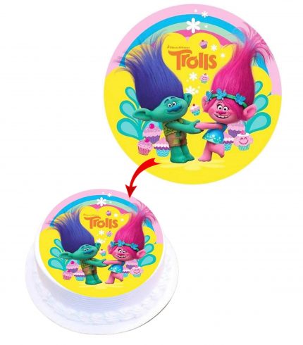 Trolls #2 Edible Cake Topper Round Images Cake Decoration