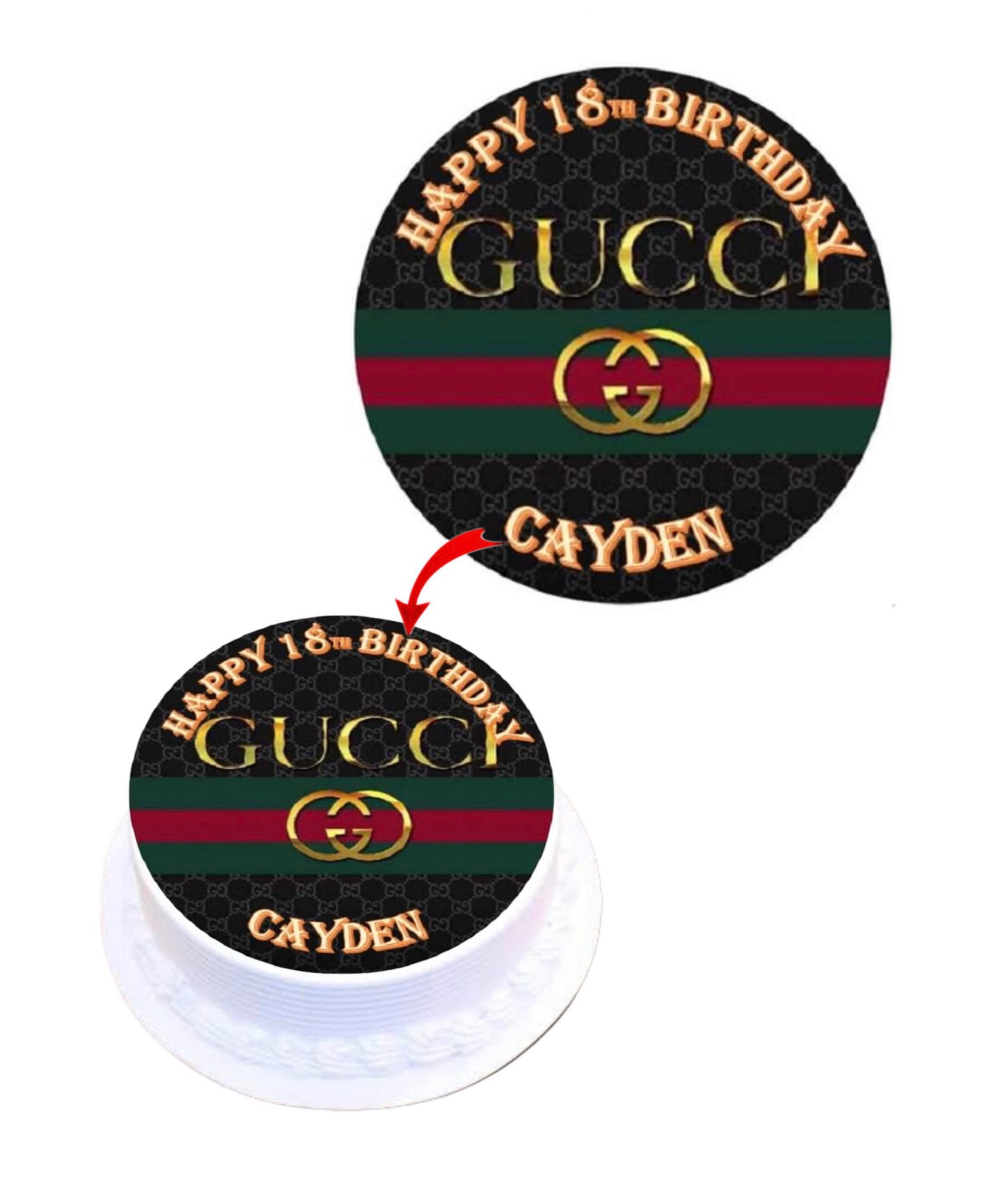 Gucci Personalised Edible Cake Topper Decoration Images - Happy Party