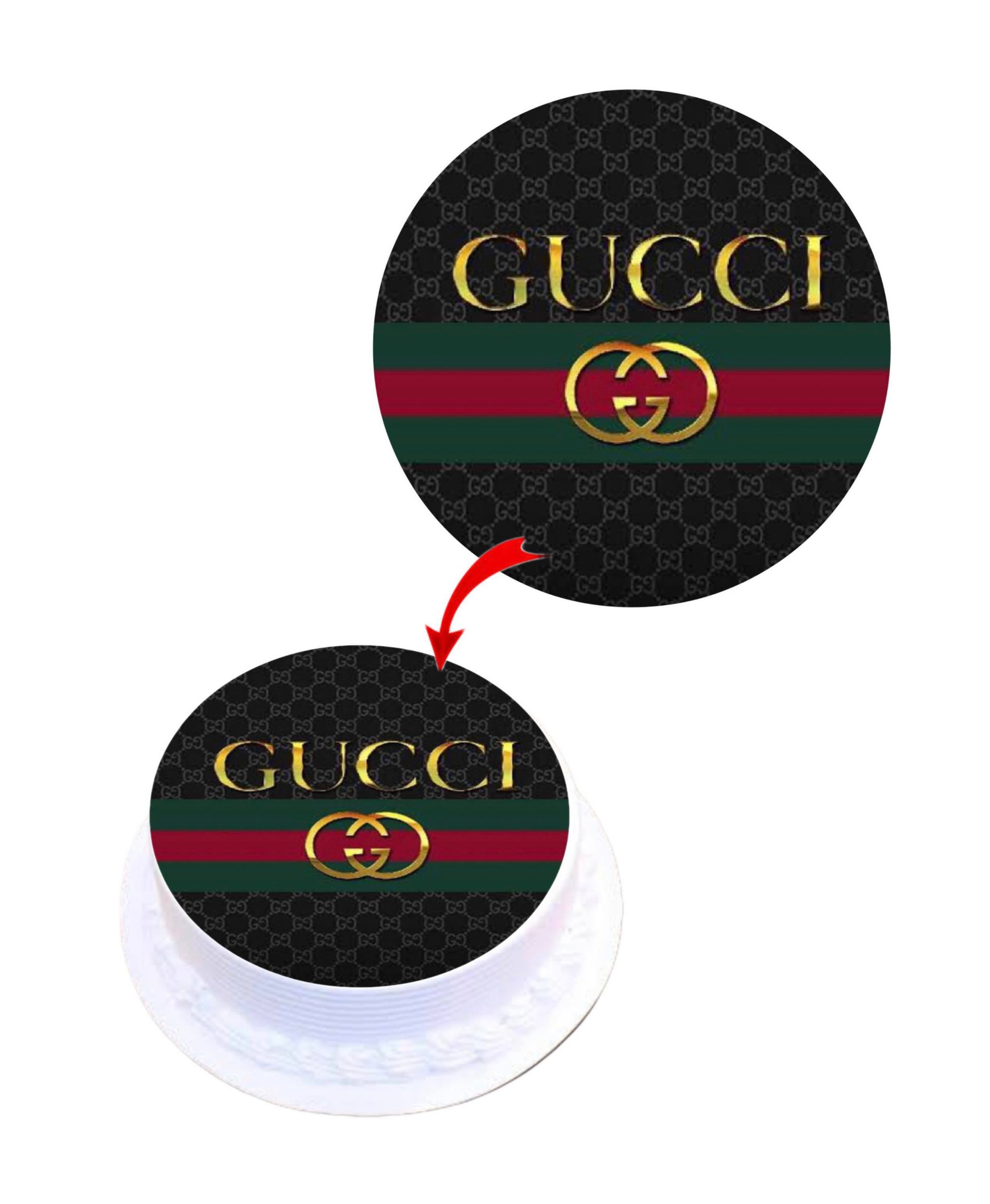 Gucci Edible Cake Topper Round Images Cake Decoration - Happy Party