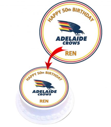 Adelaide Crows Personalised Round Edible Cake Topper Decoration Images