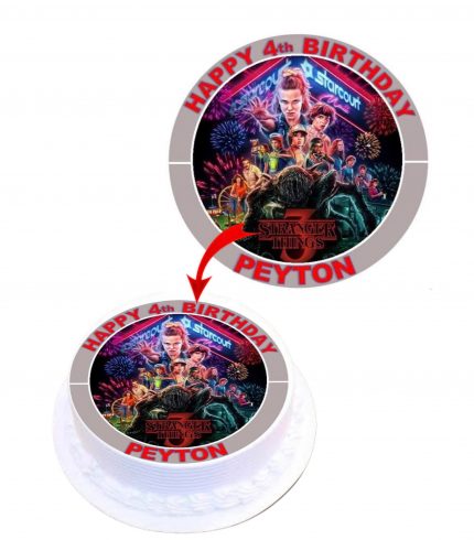 Stranger Things 3 Personalised Round Edible Cake Topper Decoration Images
