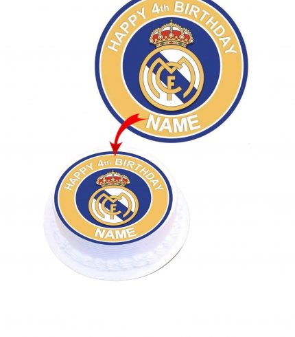 Real Madrid Personalised Round Edible Cake Topper Decoration Images