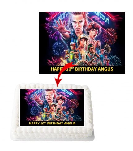 Stranger Things 3 A4 Personalized Edible A4 Rectangle Size Birthday Cake Topper Decoration Images