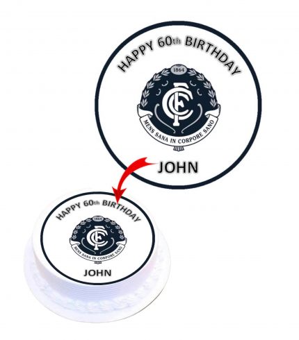 AFL Carlton Blue Personalised Round Edible Cake Topper Decoration Images
