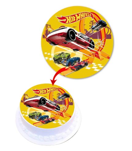 Hot Wheels #3 Edible Cake Topper Round Images Cake Decoration