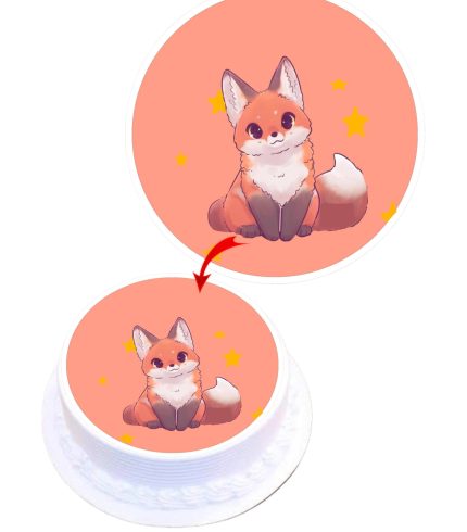 Fox Design Edible Cake Topper Round Images Cake Decoration