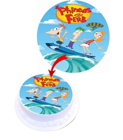 Phineas and Ferb Edible Cake Topper Round Images Cake Decoration