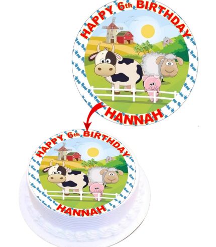 Animal Farm Personalized Edible Round Cake Topper Decoration Images