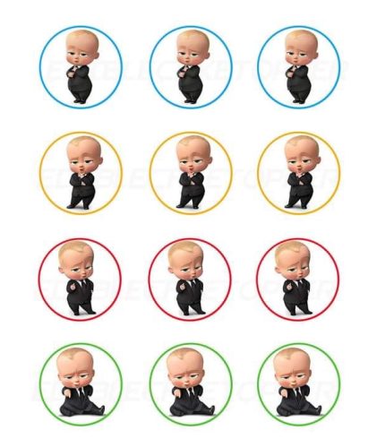 Baby Boss Edible Cupcake Topper 4cm Round Uncut Images Decoration