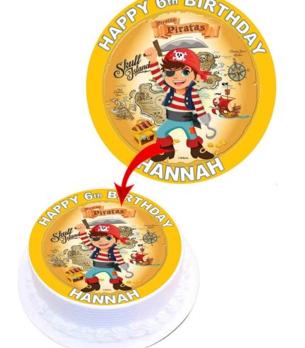 Pirates #2 Personalized Edible Round Cake Topper Decoration Images