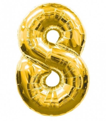 16 inch / 40cm Gold Number 8 Foil Balloon