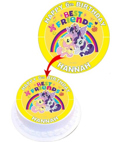 My Little Pony Best Friends Personalized Edible Round Cake Topper Decoration Images