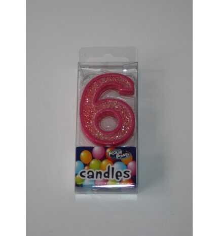 Mini Candle Number 6 Pink Colour Birthday Party