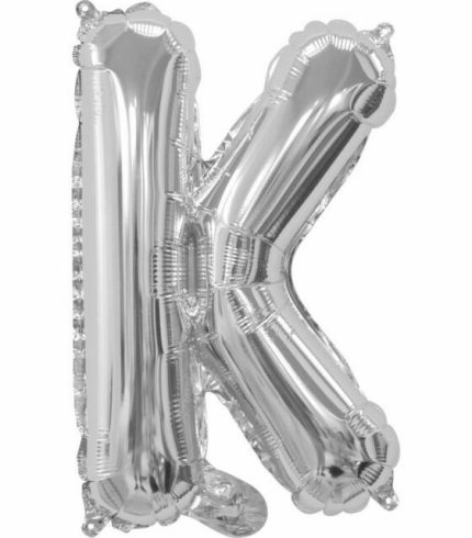 16 inch / 40cm Silver Letter K Foil Balloon