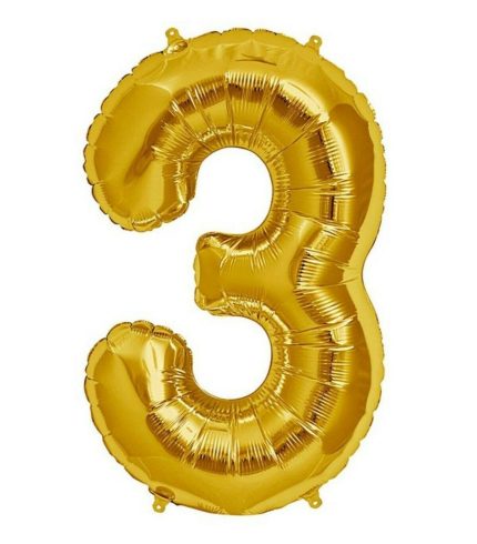 16 inch / 40cm Gold Number 3 Foil Balloon