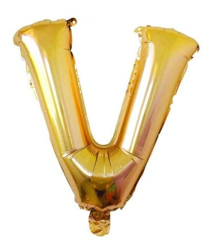 16 inch / 40cm Gold Letter V Foil Balloon