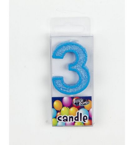 Mini Candle Number 3 Blue Colour Birthday Party