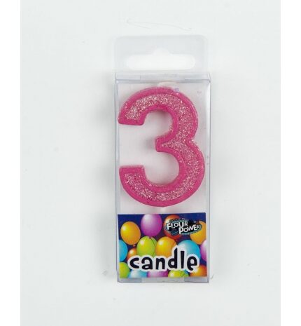 Mini Candle Number 3 Pink Colour Birthday Party