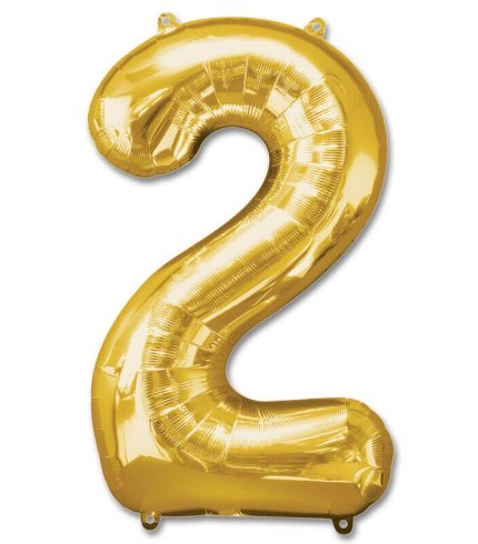 16 inch / 40cm Gold Number 2 Foil Balloon