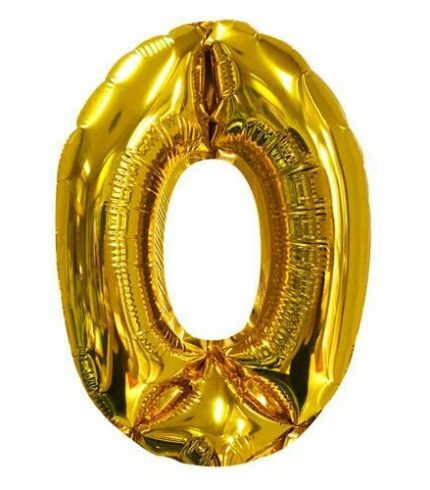 16 inch / 40cm Gold Number 0 Foil Balloon