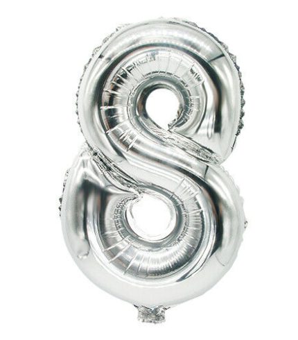 16 inch / 40cm Silver Number 8 Foil Balloon