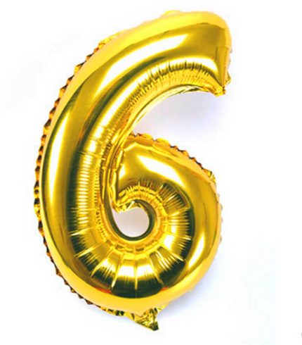 16 inch / 40cm Gold Number 6 Foil Balloon