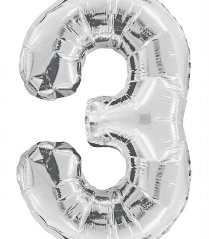 16 inch / 40cm Silver Number 3 Foil Balloon
