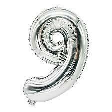 16 inch / 40cm Silver Number 9 Foil Balloon