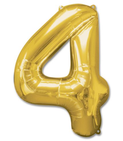 16 inch / 40cm Gold Number 4 Foil Balloon