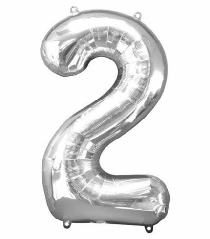 16 inch / 40cm Silver Number 2 Foil Balloon