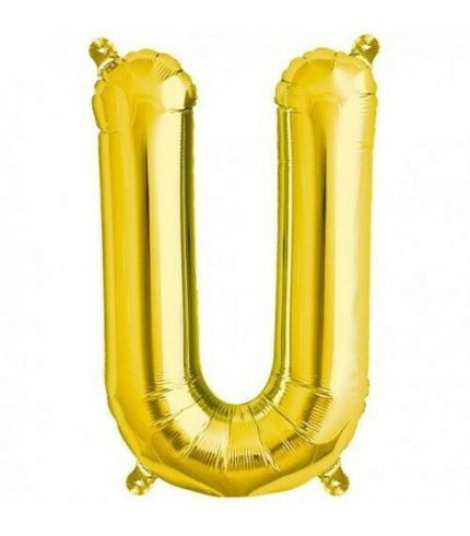 16 inch / 40cm Gold Letter U Foil Balloon