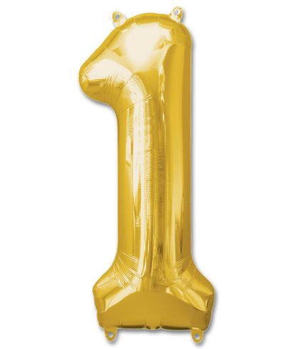 16 inch / 40cm Gold Number 1 Foil Balloon