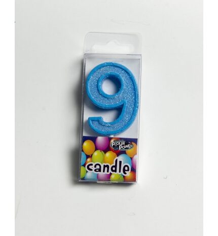 Mini Candle Number 9 Blue Colour Birthday Party