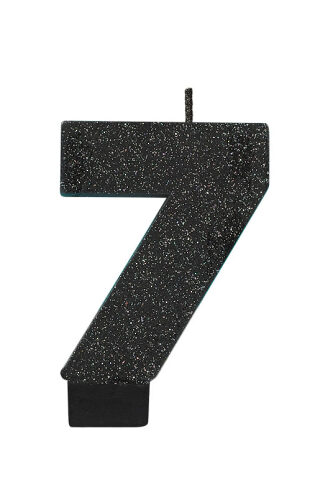 Candle Number 7 Glitter Black colour
