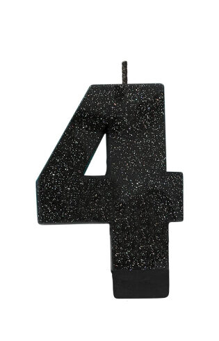 Candle Number 4 Glitter Black colour