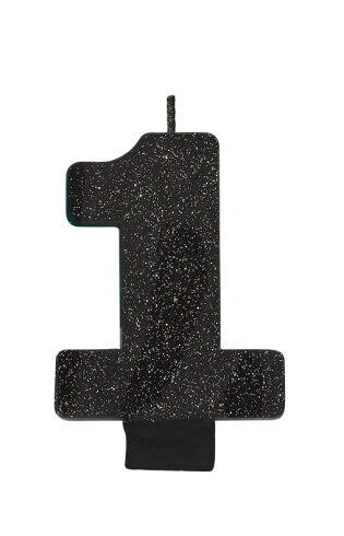 Candle Number 1 Glitter Black colour