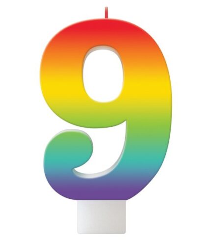 Candle Number 9 Rainbow Colour