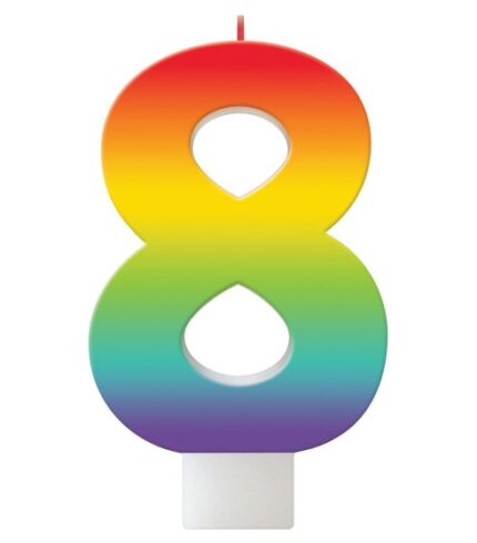 Candle Number 8 Rainbow Colour
