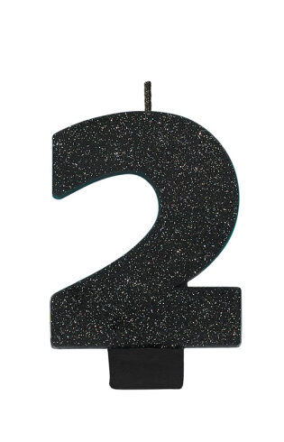 Candle Number 2 Glitter Black colour