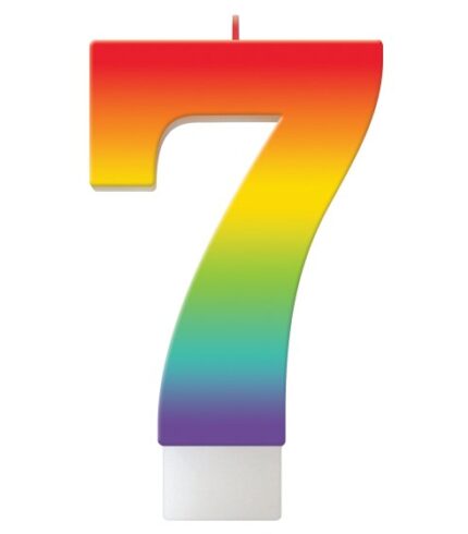 Candle Number 7 Rainbow Colour