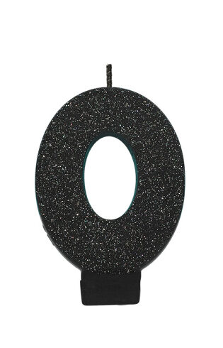 Candle Number 0 Glitter Black colour