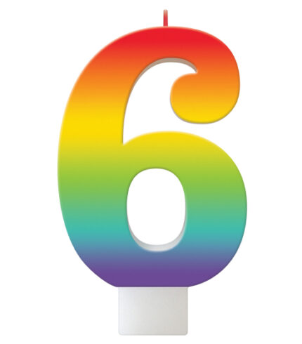 Candle Number 6 Rainbow Colour