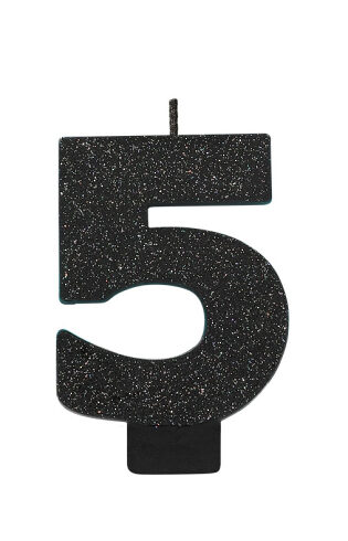 Candle Number 5 Glitter Black colour