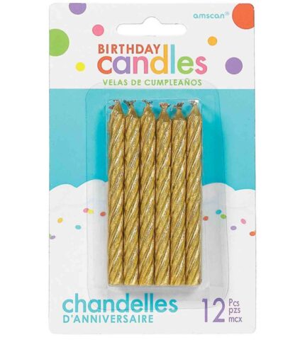 Birthday Candles Large Spiral Glitter Gold