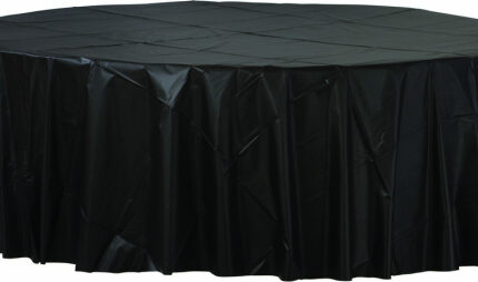 Plastic Round Table Cloth Tablecover – Jet Black